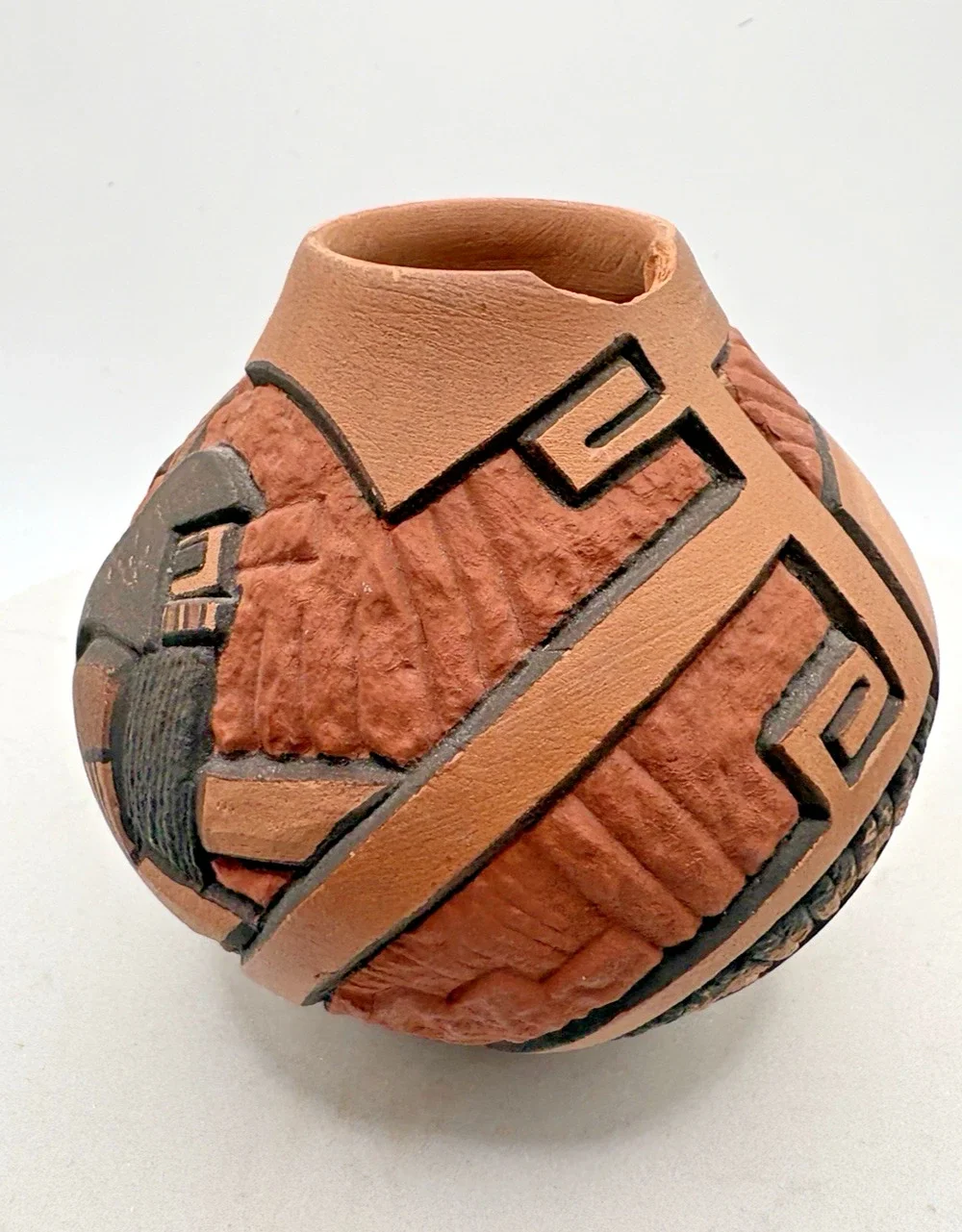 Hopi-Tewa Redware Pueblo Pottery Kachina Dancer Signed Carla Nampeyo 3.5
